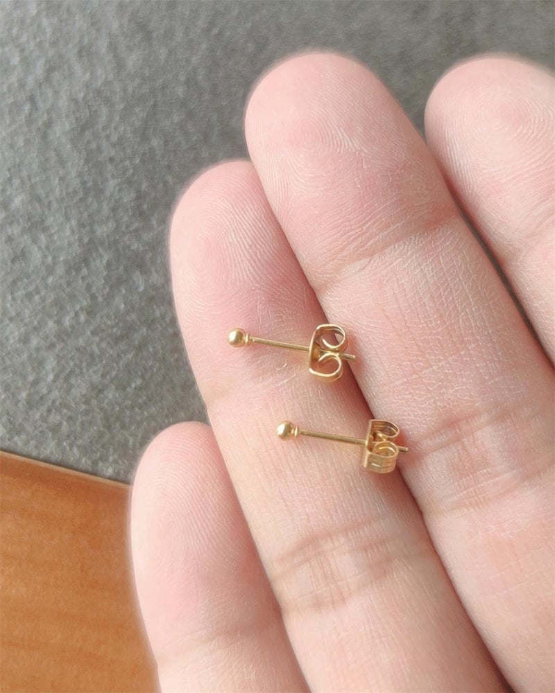 showself 12Pcs 2MM Tiny Ball Stud Earrings, 20G Hypoallergenic Surgical Steel Small Gold Cartilage Helix Piercing Jewelry, Micro Stacked Stud Earring, Mini Dot Post Earrings Set for Multiple Hole Piercing - Image 4